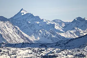 Deserted Alps Mountain Peak Drucke: Grossglockner summit in winter