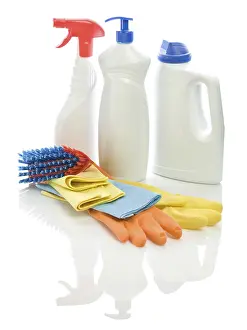 Household Items Drucke: Group of cleaning objects