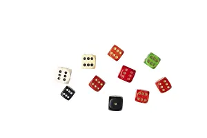 Plain Background Drucke: Group of different cubes with sixes and a one