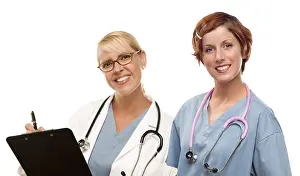 Medical Staff Isolated Drucke: Group of doctors or nurses isolated on a white background