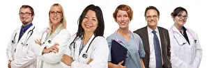 White Background Doctors Drucke: Group of doctors or nurses isolated on a white background
