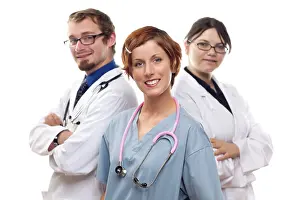 Medical Staff Isolated Drucke: Group of doctors or nurses isolated on a white background