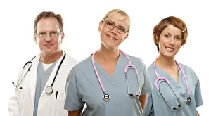 Medical Staff Isolated Drucke: Group of doctors or nurses isolated on a white background