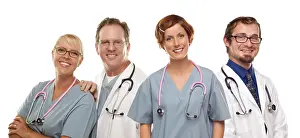 Medical Staff Isolated Drucke: Group of doctors or nurses isolated on a white background