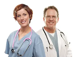 Healthcare Professionals Isolated Drucke: Group of doctors or nurses isolated on a white background