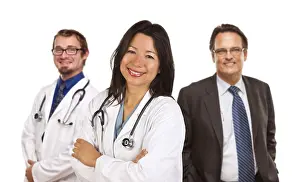 White Background Doctors Drucke: Group of doctors or nurses isolated on a white background