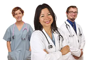 Medical Staff Isolated Drucke: Group of doctors or nurses isolated on a white background