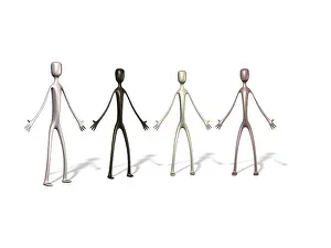 Diverse Group Drucke: A group of people of 4 different color