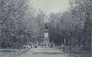 Central Europe Historic Depiction Drucke: Guben, at the Victory Monument