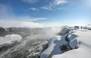 Winter Waterfall Iceland Drucke: Hafragilsfoss Waterfall in winter