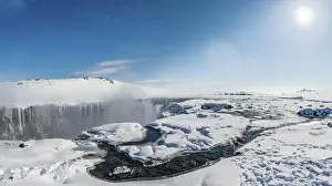 Frozen Waterfalls In Iceland Drucke: Hafragilsfoss Waterfall in winter
