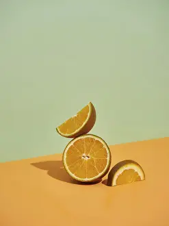 Contemporary Interior Design Drucke: Half orange, slice and segment in modern composition
