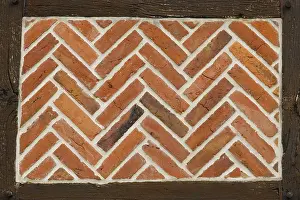 North Rhine Westphalia Buildings Drucke: Half-timbered facade with brick pattern