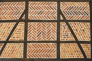 North Rhine Westphalia Buildings Drucke: Half-timbered facade with brick pattern