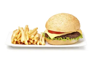 American Fast Food Drucke: hamburger isolated on white background