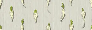 Healthy Eating Patterns Drucke: Hand drawn Parsnip seamless pattern