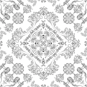 Seamless Floral Design Drucke: Hand drawn seamless floral pattern on a white background