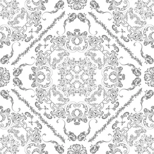 Seamless Floral Design Drucke: Hand drawn seamless floral pattern on a white background
