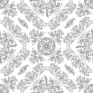 Seamless Floral Design Drucke: Hand drawn seamless floral pattern on a white background