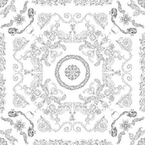 White Background Design Drucke: Hand drawn seamless floral pattern on a white background
