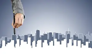 Drucke von Die Hand des Menschen Entwurfzeichnung mit Stift Bauvorhaben Architektonische Skizzen Drucke: Hand des Menschen Designer zeichnet mit Stylus Bauvorhaben
