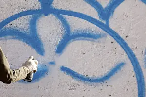 Straßenkünstler Drucke: Handgemalte Wand, Graffiti.