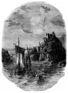 Vintage Travel Journal Art Drucke: The handle to the sharks. The rustic bridge