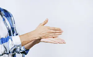 Hand Gesture Meaning Drucke: Hands gesturing STOP in sign language