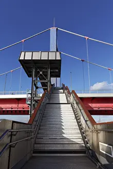 Rhine River Germany Drucke: Haniel Steps with viewing platform on the Friedrich Ebert Bridge