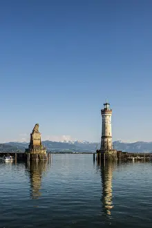 Lindau Harbor Drucke: Harbor with lighthouse, Lindau