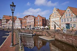 Hanseatic Cityscape Drucke: Harbour basin with railing and lantern