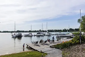 Deserted Harbour Evening Drucke: Harbour with jetty, excursion, lake