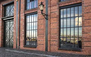 Northern Germany Architecture Drucke: Harbour reflection in the window