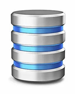 Data Storage Icon Drucke: Hard disk drive data storage database icon symbol isolated on white background