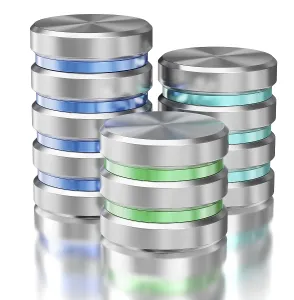 Electronic Data Protection Drucke: Hard disk drive data storage database icon symbols isolated with reflection
