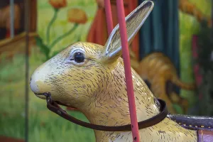 Southern Germany Fairground Drucke: Hare head of a nostalgic children's carousel