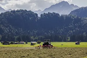 Agricultural Machine Germany Drucke: Haymaking with tractor, Oberstdorf