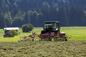 Agricultural Vehicle Europe Drucke: Haymaking with tractor, Oberstdorf
