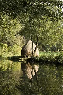 Autumn Landscape Europe Drucke: Haystack at the Spree in the Spree Forest