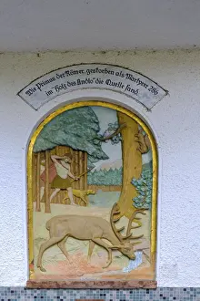 Drucke von Heilquellen, Quelle, Primusquelle, St. Primus, Mineralwasser, Bad Adelholzen, Chiemgau, Oberbayern, Bayern Deutschland Primus Drucke: Heilquellensprung, Quellensprung, Primusspring.