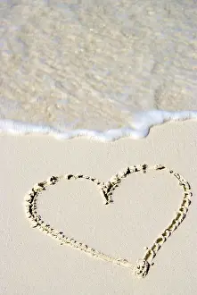 Summer Vacation Image Drucke: Heart in sand