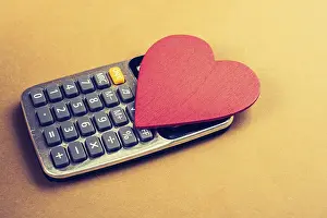 Symbolic Heart Shape Image Drucke: Heart shape and calculator with a keyboard and display