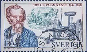 Drucke von Ein Pionier seines Zeichens: Helge Palmcrantz, ein schwedischer Erfinder und Industrieller, hinterließ seine Spuren in der Geschichte Industrielle Drucke: Helge Palmcrantz auf einem schwedischen Briefmarkenbild