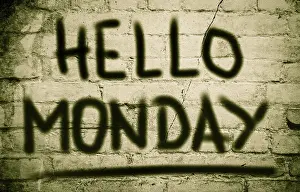 One Person Taking Off Drucke: Hello Monday Concept