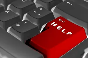 Computer Keyboard Key Drucke: Help Key on the Keyboard of a Computer