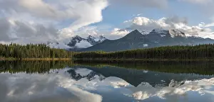 Canadian Rocky Mountains Landscape Drucke: Herbert Lake, lake with reflection of the Bow Range