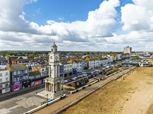 Uninhabited City Centre Drucke: Herne Bay Clock Tower from a drone