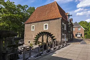 Central Europe Waterfront Scene Drucke: Het Eiland' double water mill