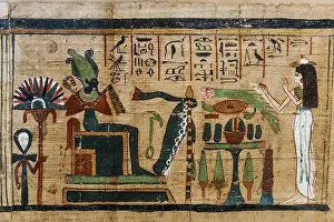 Ancient Egyptian Papyrus Drucke: Hieroglyphs on papyrus, message