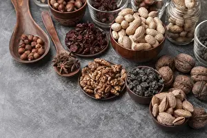 Food Still Life Composition Drucke: High angle nuts arrangement